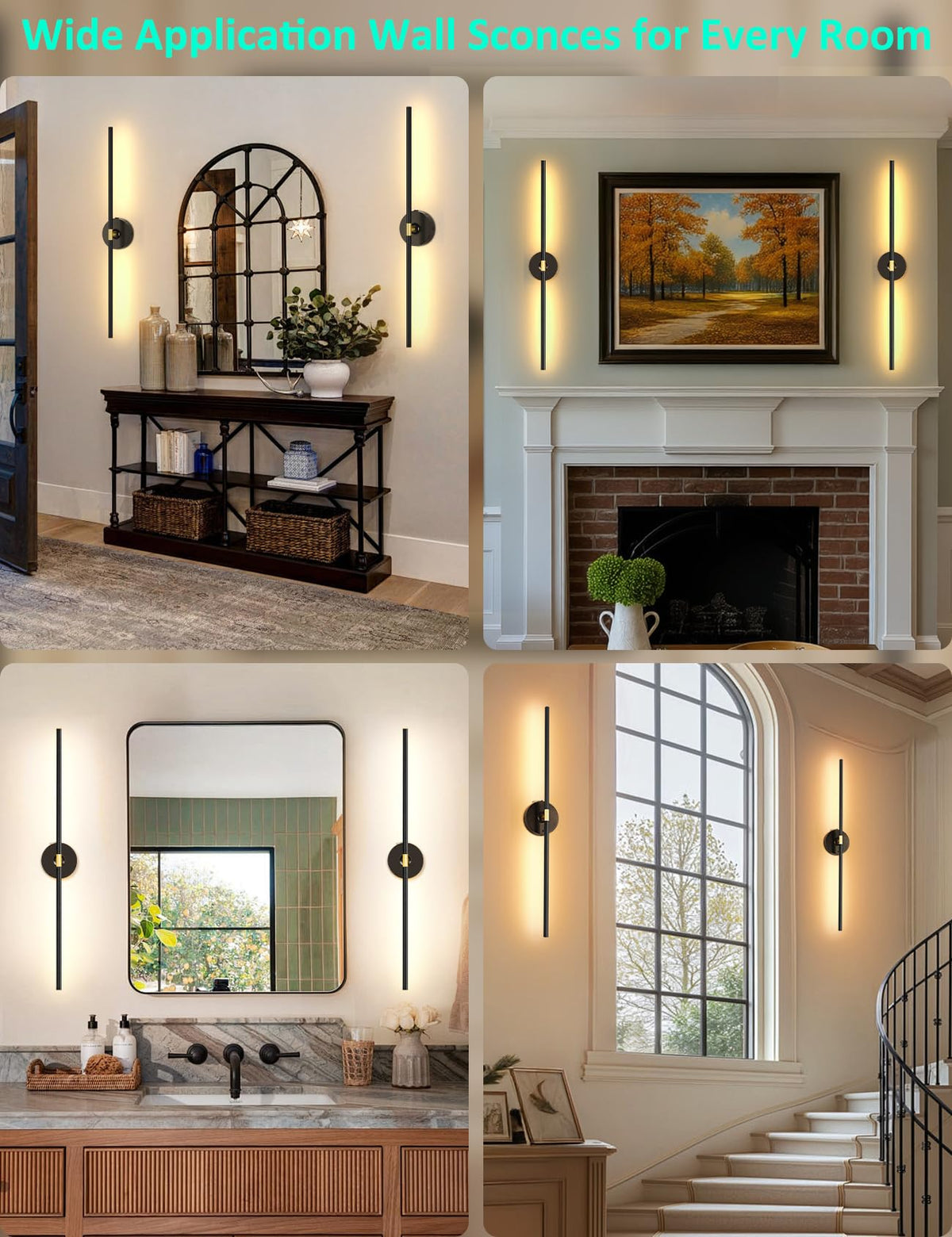 Screw-mounted TOOWELL sconces offer sturdy support on textured surfaces