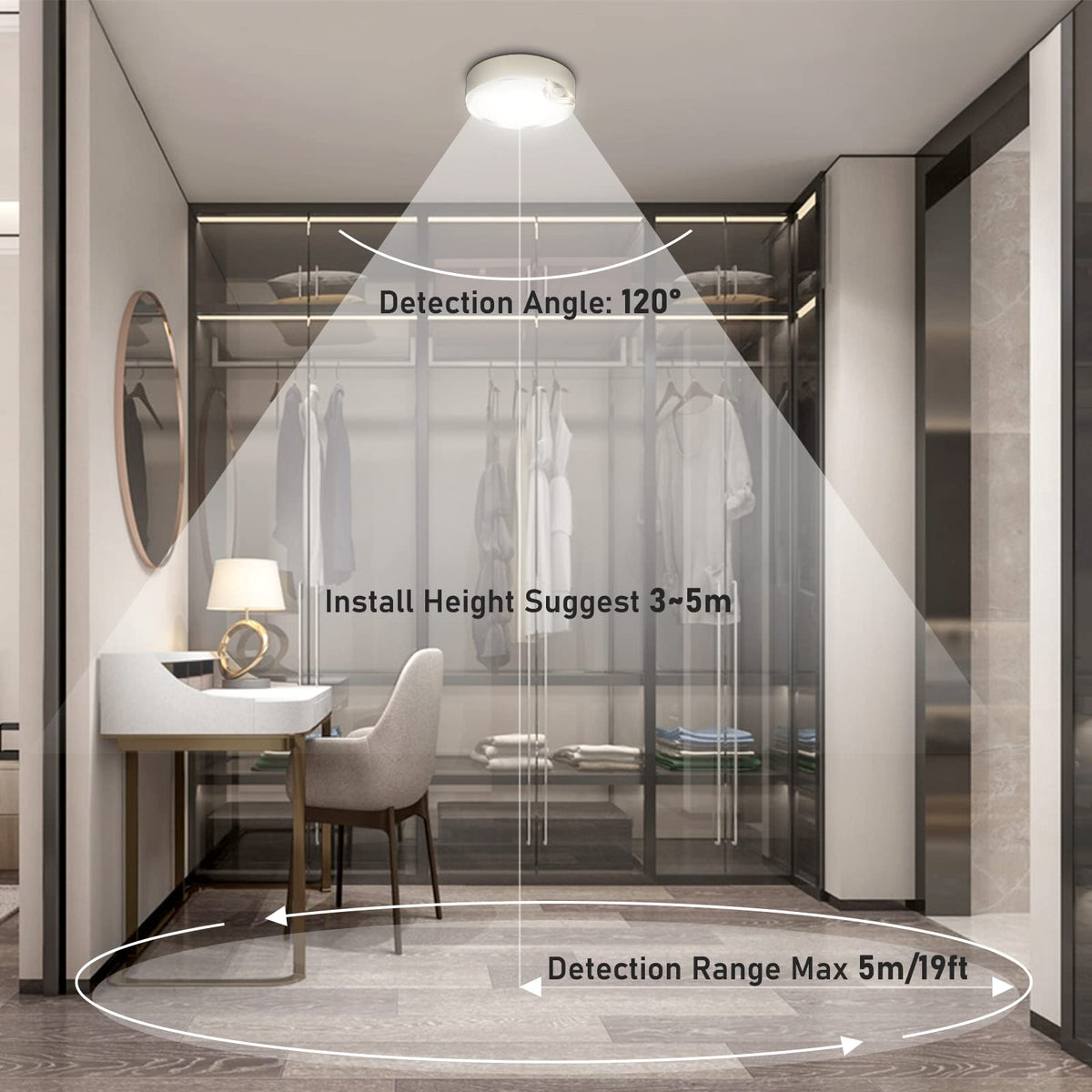 TOOWELL motion sensor ceiling light for bathroom provides gentle illumination
