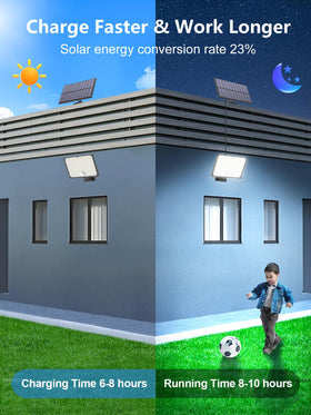 Topabol 400LED solar light motion activation detects movement to boost illumination
