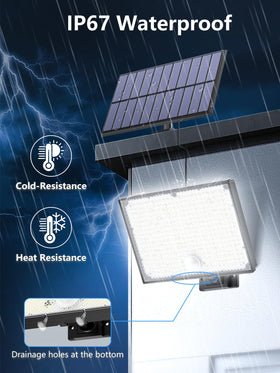 Topabol 400LED solar light wall-mount setup for outdoor use