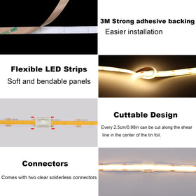 TOPAI 12V COB LED strip lighting for closet illumination and organization.