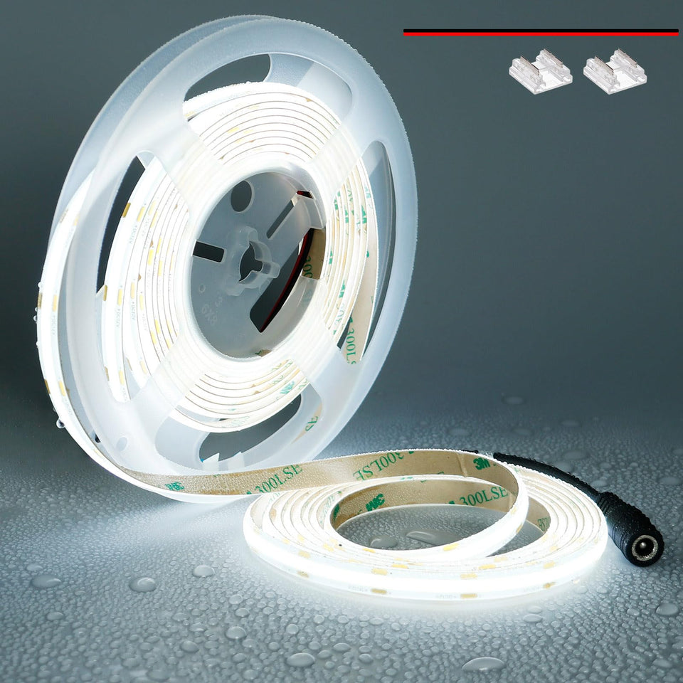Topai 12V COB LED strip light with IP65 waterproof protection for outdoor-ready use.