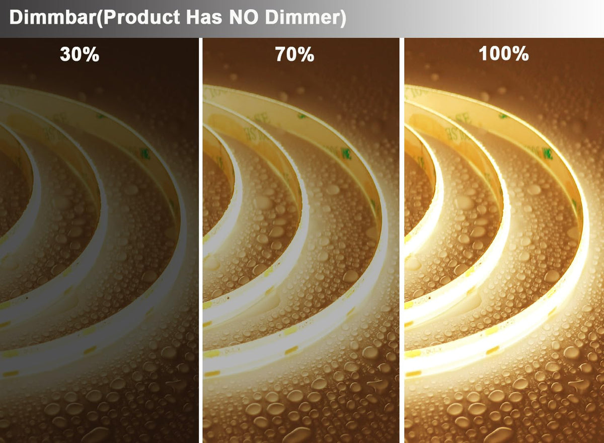 TOPAI 12V COB LED strip for outdoor covered patio lighting.