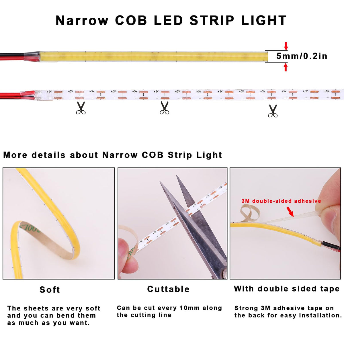 TOPAI COB LED strip ideal for home decoration and backlighting projects.