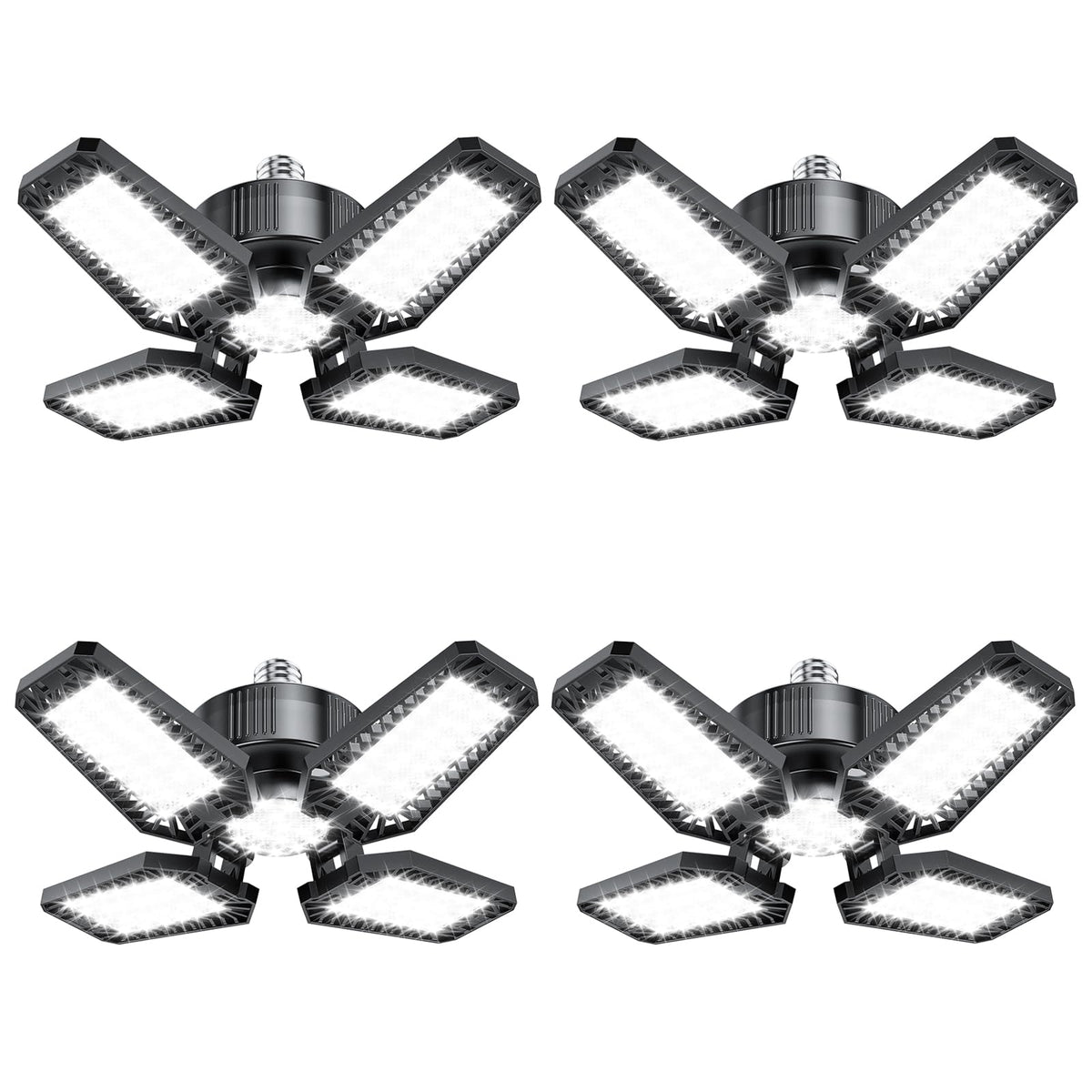 TOPAUBUB 4-panel garage light with four adjustable panels for wide-area lighting.