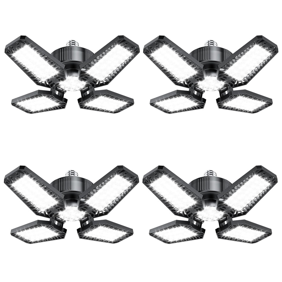 TOPAUBUB 4-panel garage light with four adjustable panels for wide-area lighting.