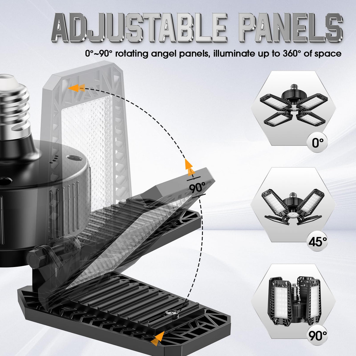 TOPAUBUB adjustable panels angle up to 90 degrees for targeted lighting.