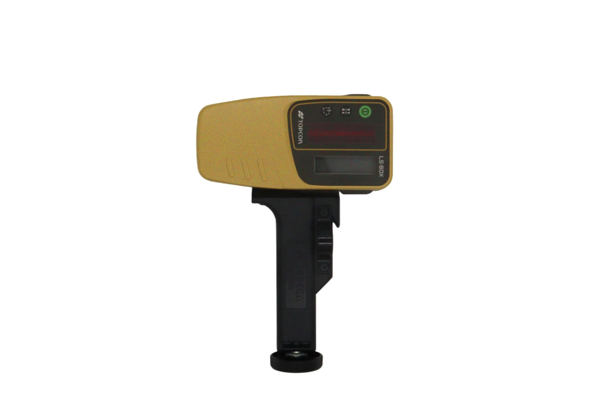 Topcon sensor holder stabilizes the laser setup during grading tasks.