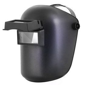 TOPDC welding helmet front view with a wide viewing area for clear visibility