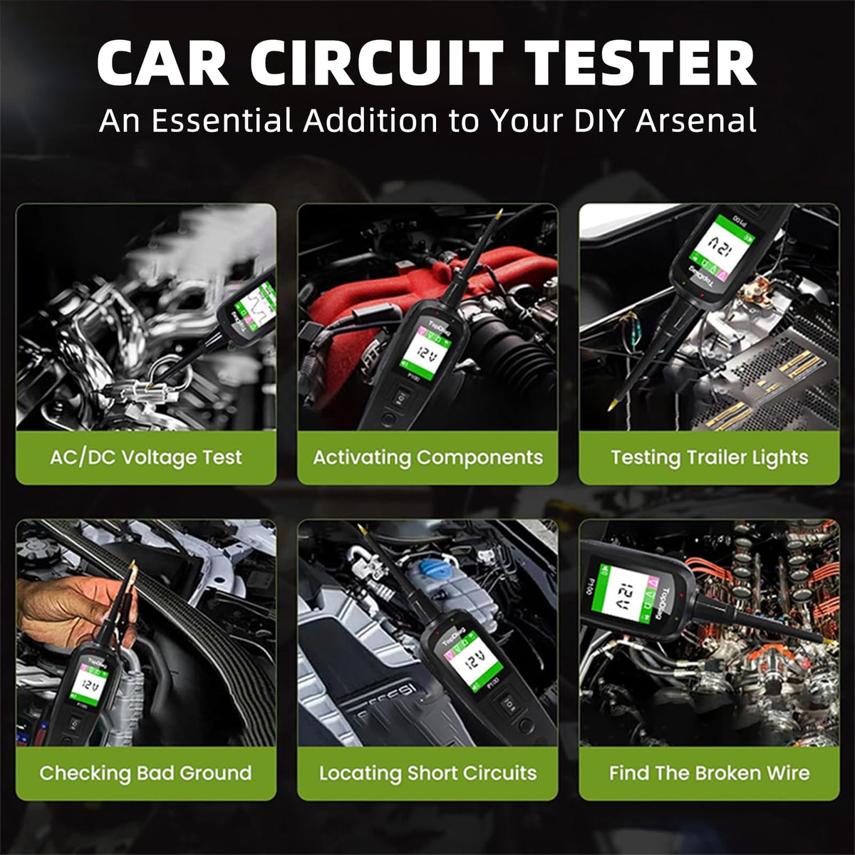 Topdiag P100 20ft extension cable extends reach for safer under-hood testing