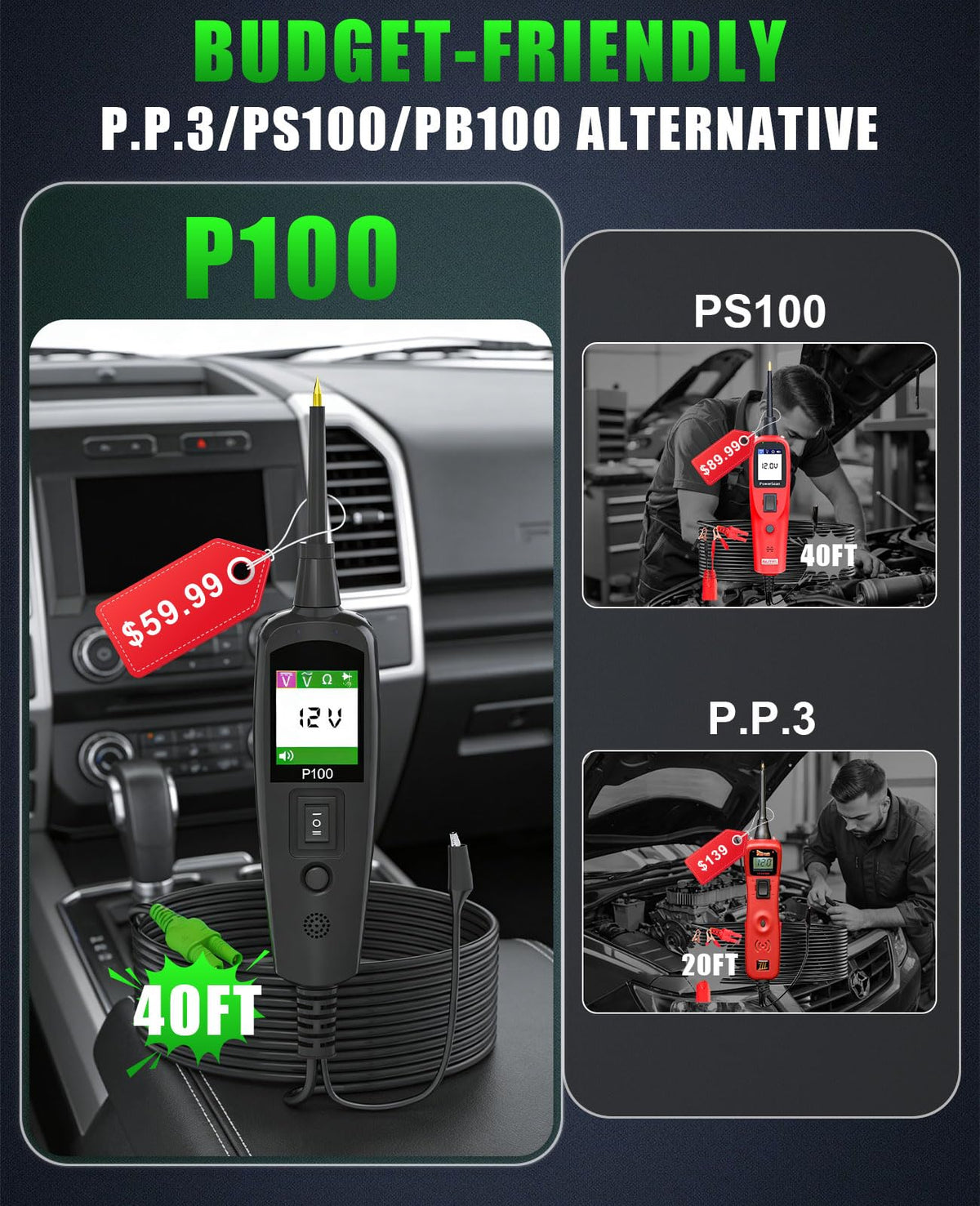 TopDiag P100 in use during automotive circuit diagnostics