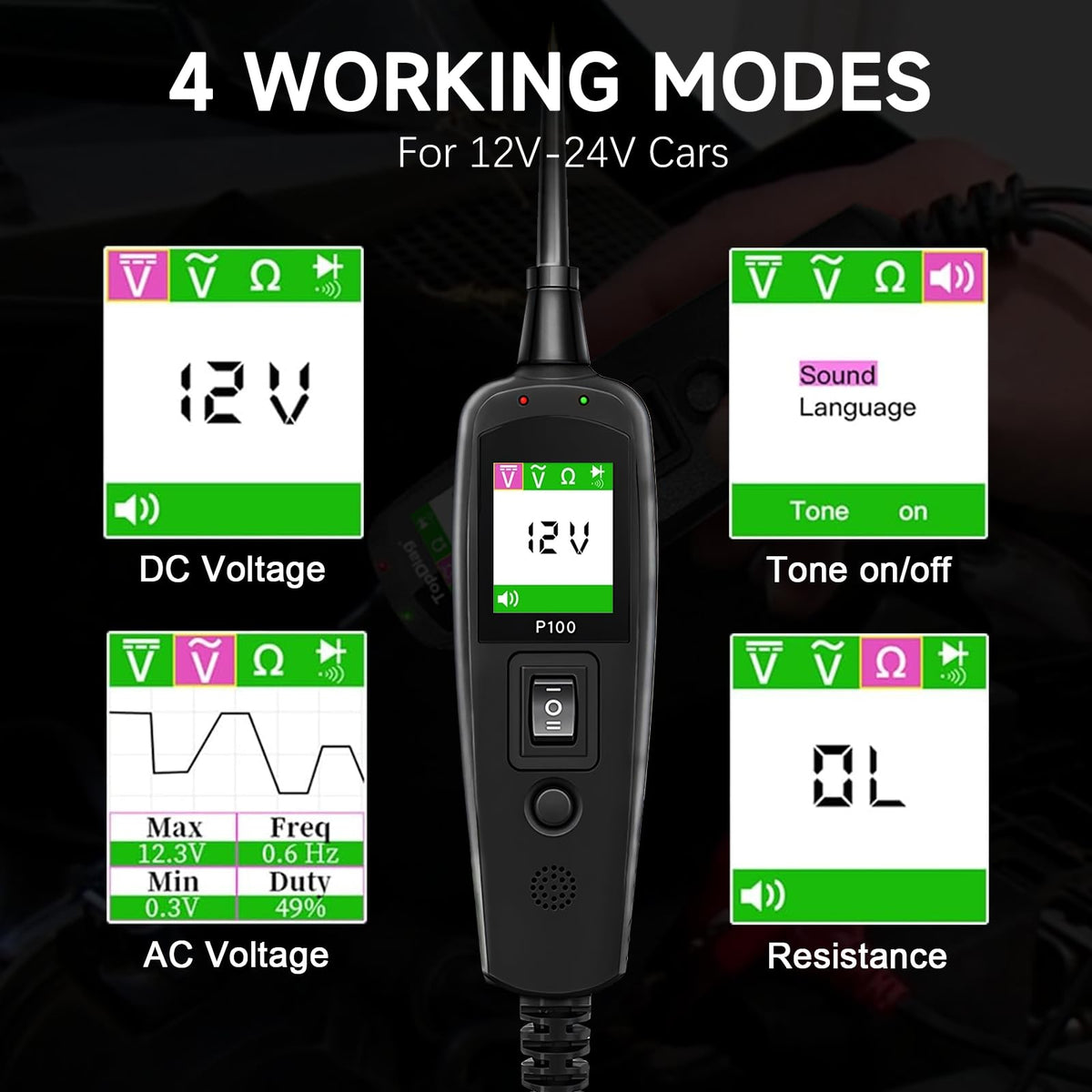 TopDiag P100 troubleshooting wiring scenario in a vehicle
