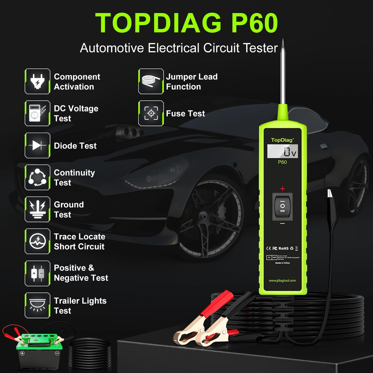 TopDiag P60 side view showing compact handheld design