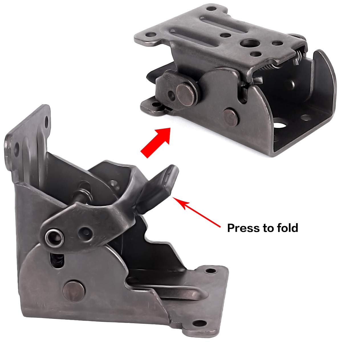 TopDirect folding hinge for cabinet door or foldable workbench
