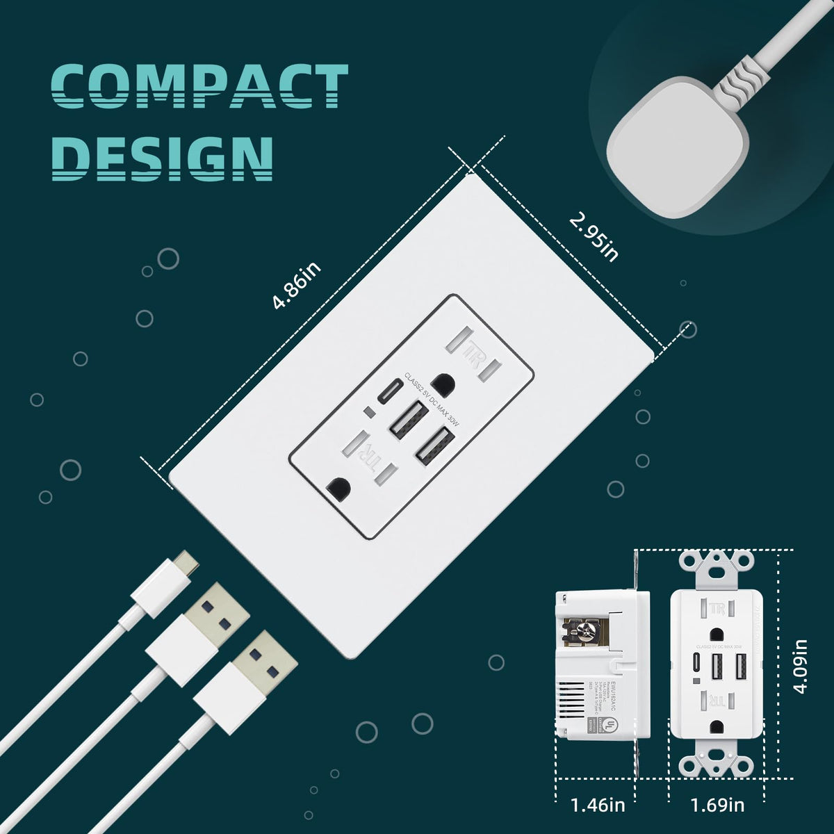 TOPELER 2-pack wall outlets suitable for homes, offices and dorms.