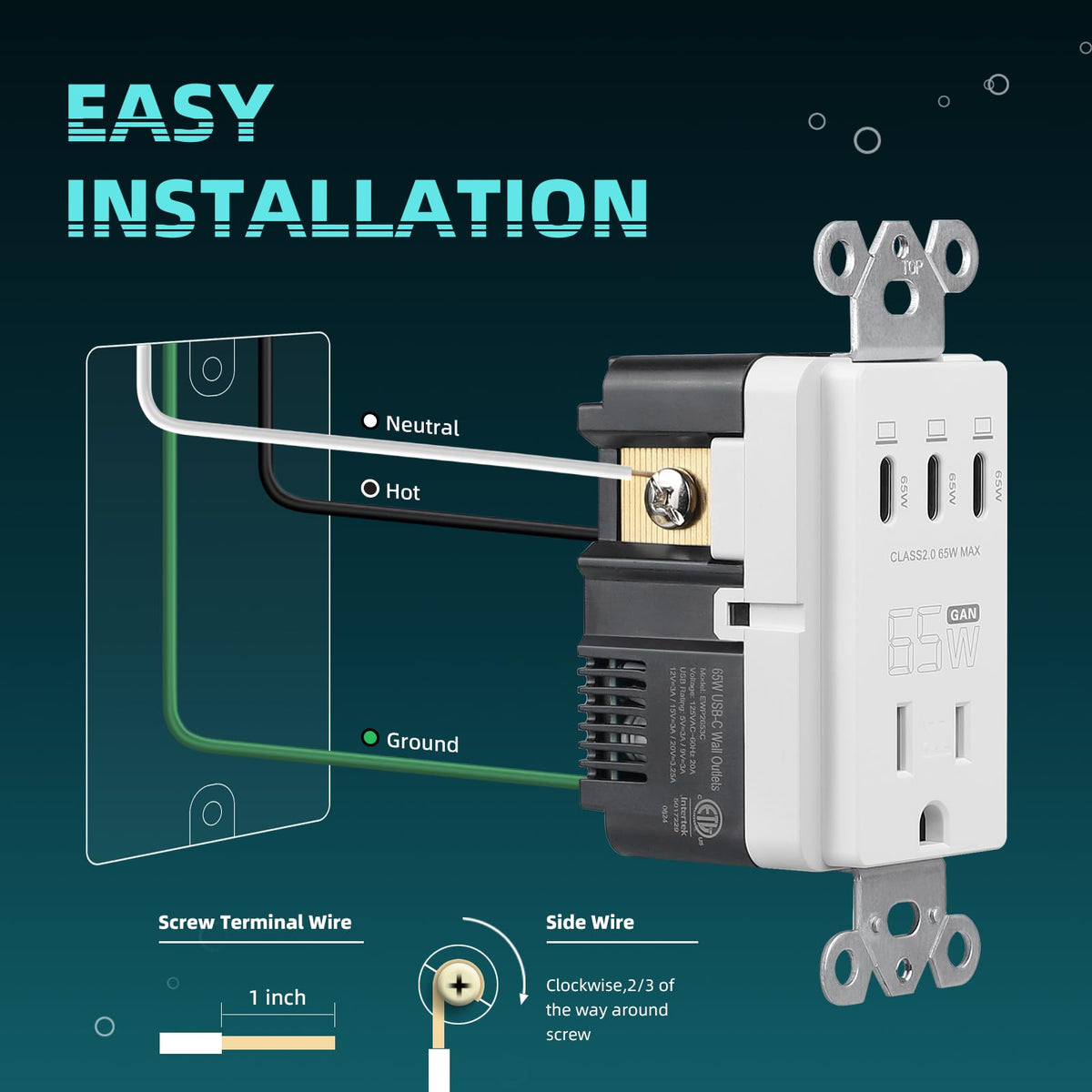 TOPELER compact in-wall charger ready for mounting