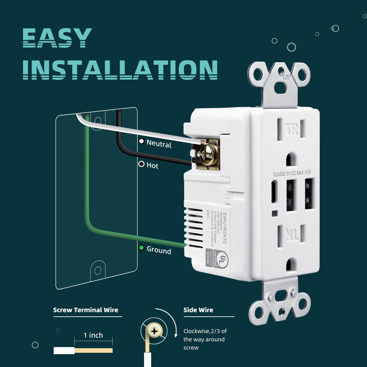 TOPELER UL and FCC certified outlet with quick installation guidance.