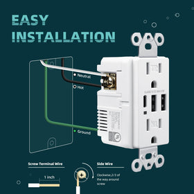 TOPELER UL and FCC certified outlet with quick installation guidance.