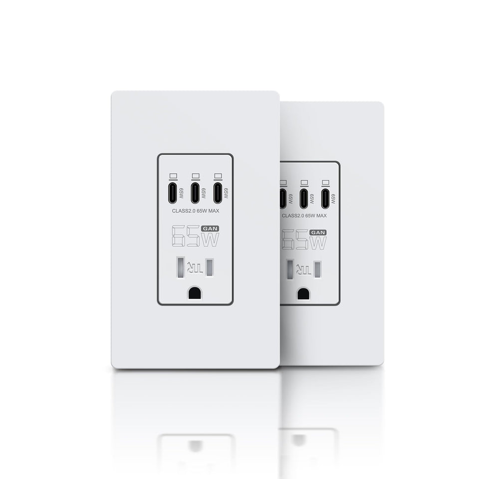 TOPELER USB-C outlet delivering 65W fast charging for laptops and phones