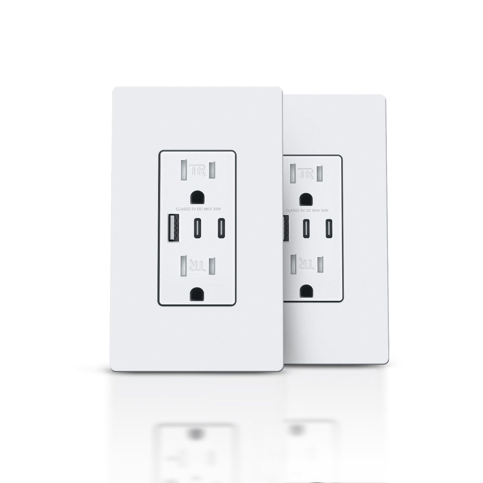 TOPELER USB outlet with 3 ports provides a clutter-free wall charging station.