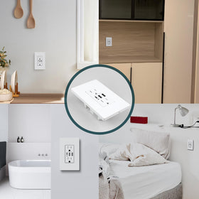 TOPELER USB outlet installed in kitchen or living room for convenient charging.