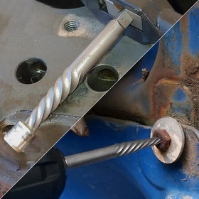 Topec extractor in use removing a broken bolt with torque applied.