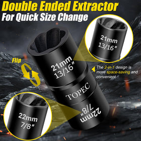 Topec Flip Nut Remover Kit dual-head enables versatile lug nut removal