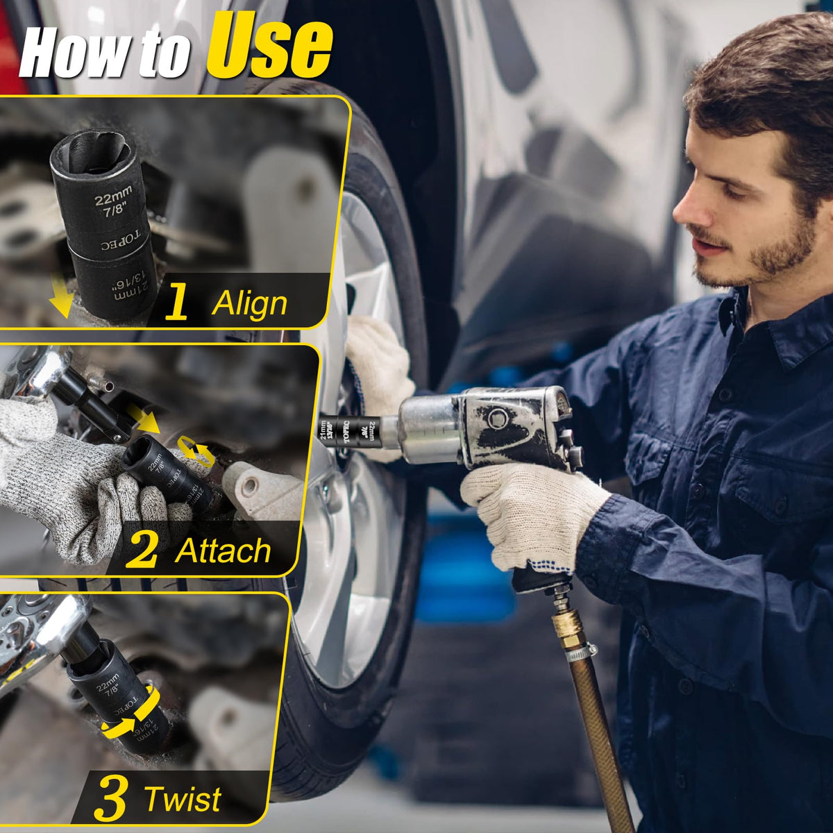 Topec Flip Nut Remover Kit steel body resists corrosion for long service