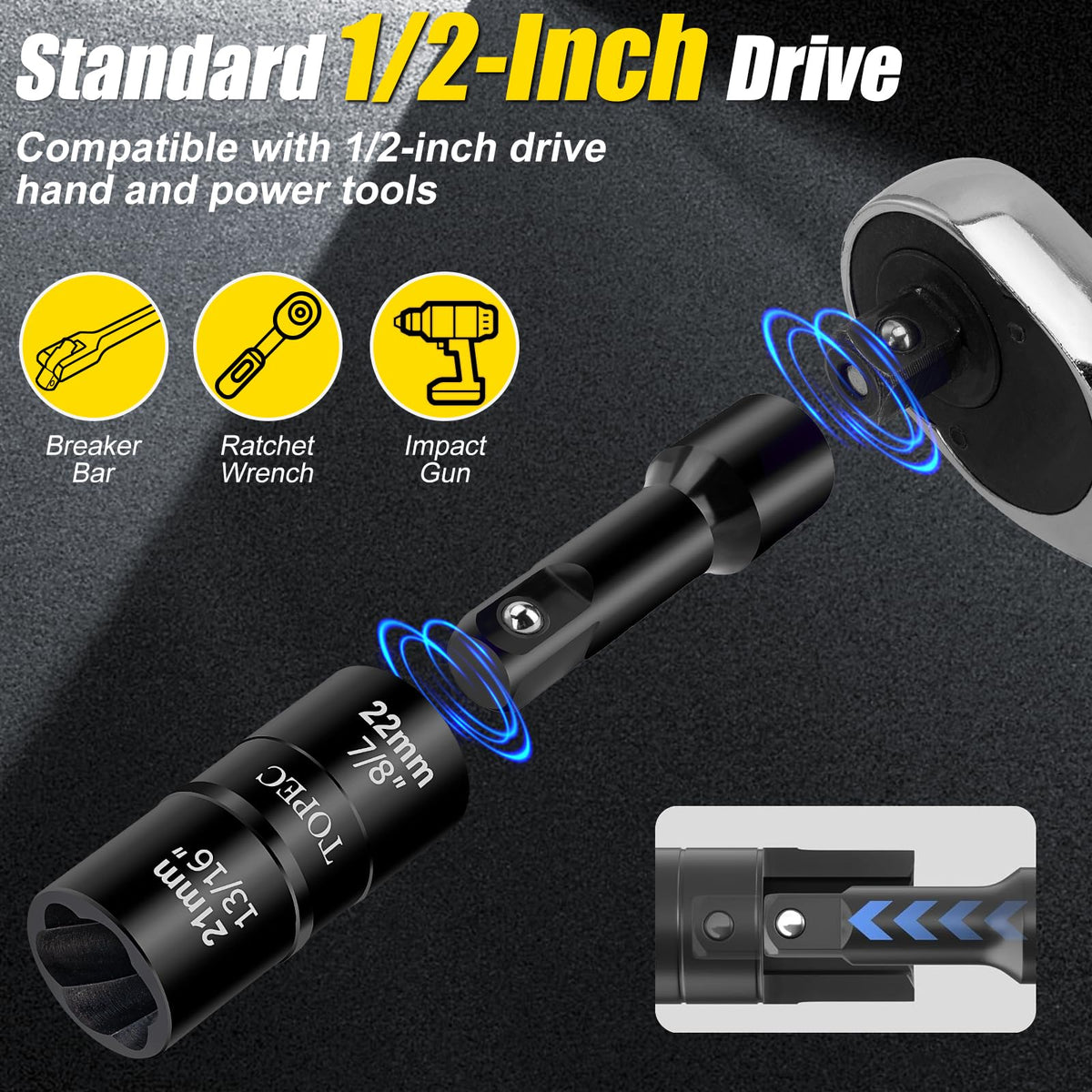 Topec Flip Nut Remover Kit on lug nut demonstrates damaged bolt extraction
