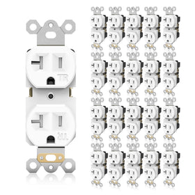 TOPELER 20A outlet front view with tamper-resistant housing for safety