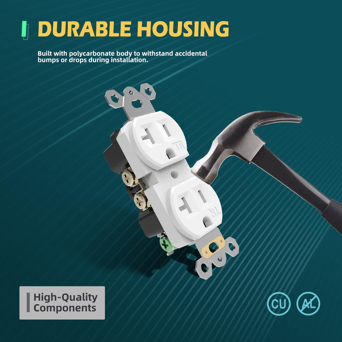 TOPELER 20A green grounding screw highlights reliable grounding