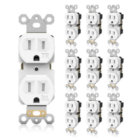 TOPELER standard wall outlet front view highlighting durable polycarbonate construction.