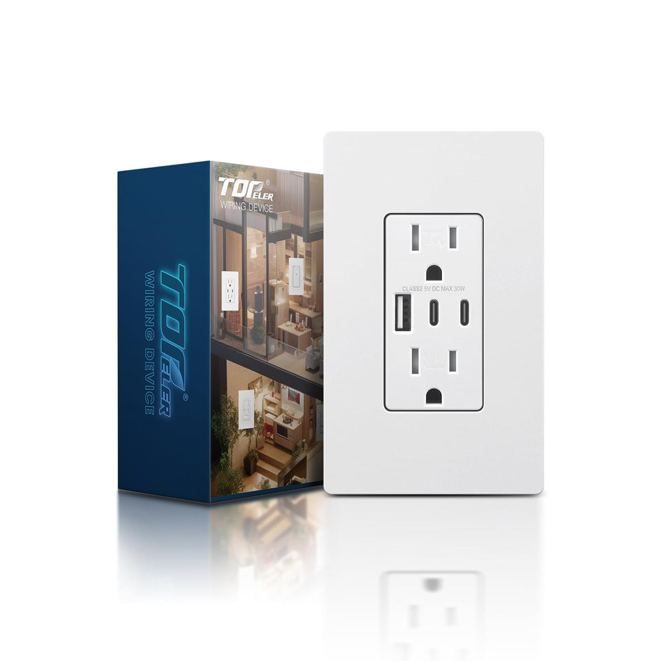 TOPELER USB wall outlet with 3 ports enables multi-device charging.
