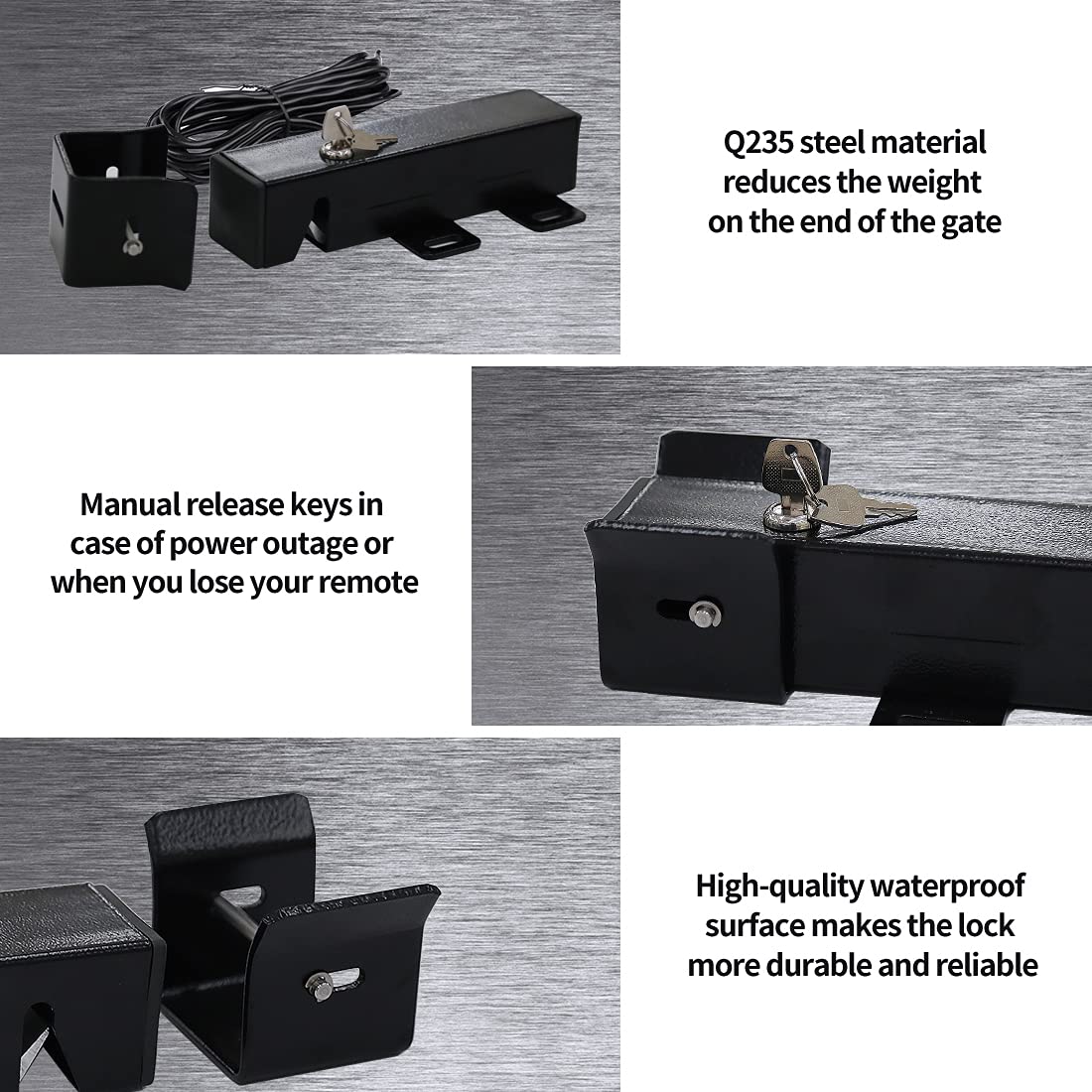 TOPENS ET24 lock mechanism engaged prevents gate movement during operation.