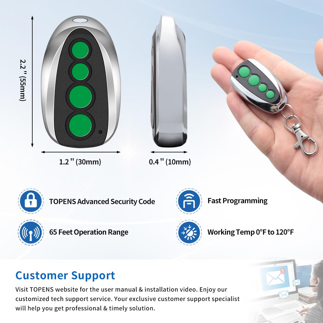 Topens M12 pairing and installation button for quick setup