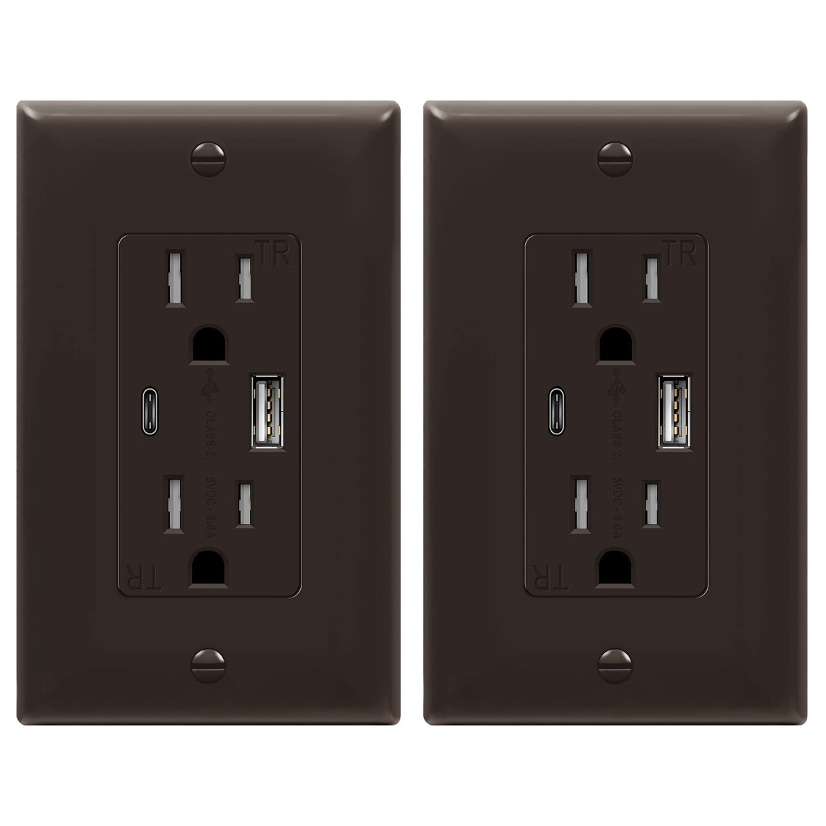 TOPGREENER 2-Port USB Outlet front view for convenient charging in any room.