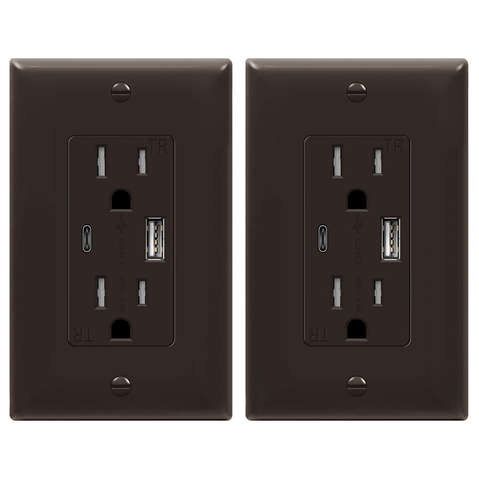 TOPGREENER 2-Port USB Outlet front view for convenient charging in any room.