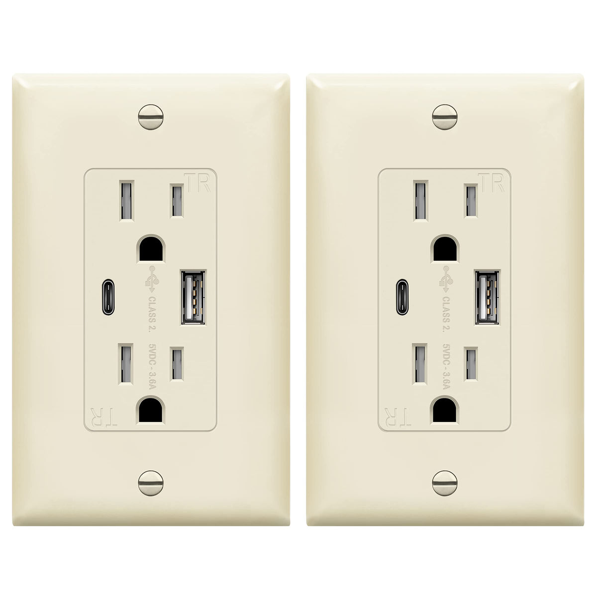TOPGREENER 2-port USB outlet front view enabling simultaneous device charging