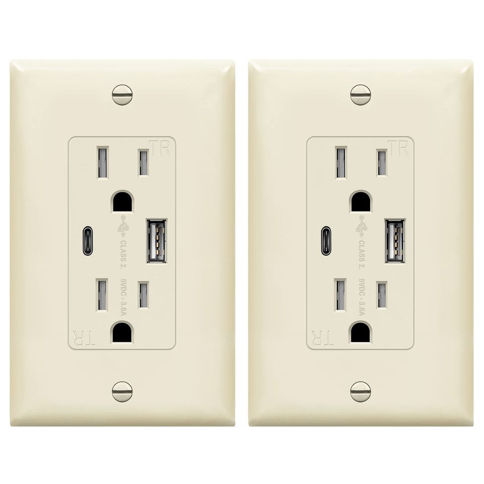 TOPGREENER 2-port USB outlet front view enabling simultaneous device charging