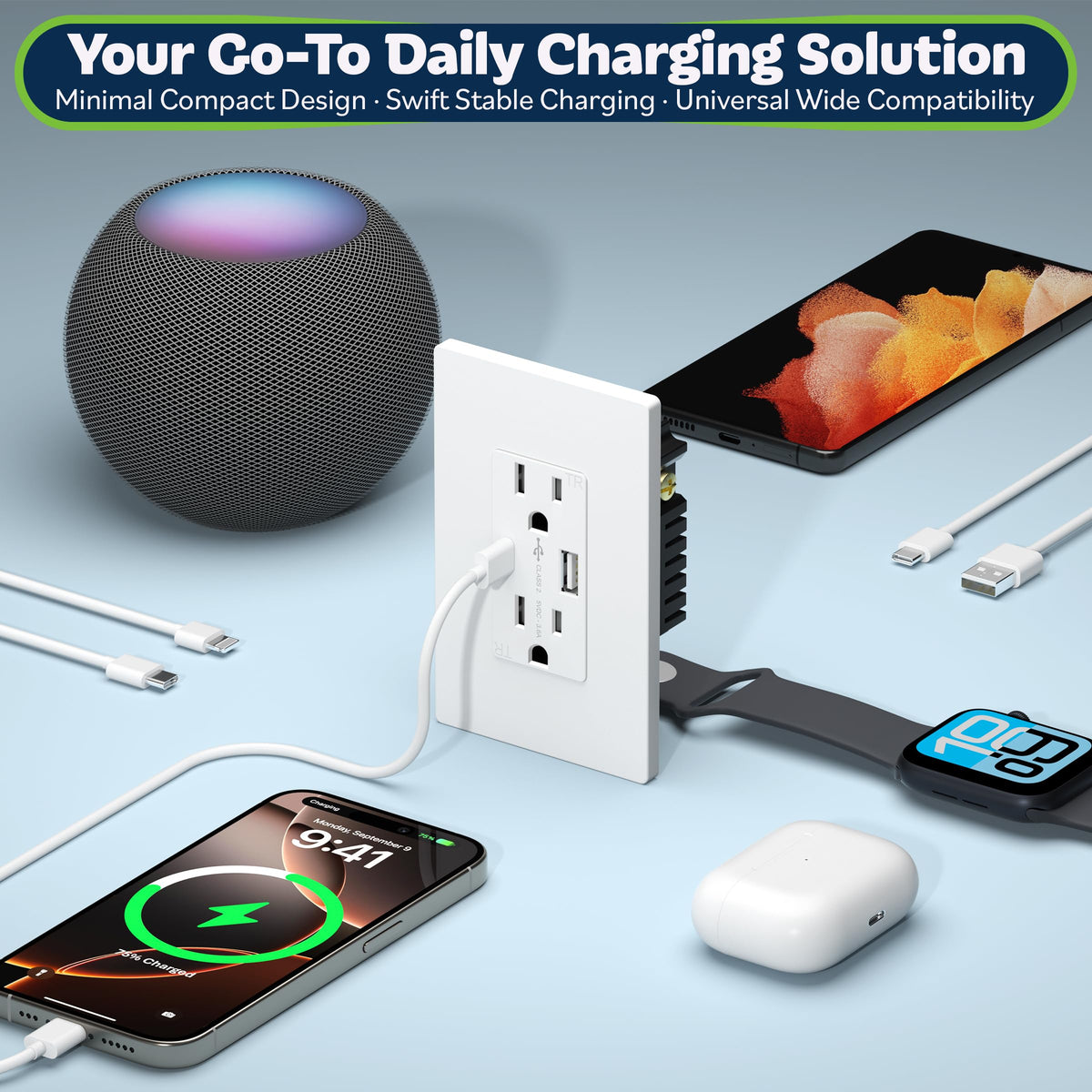 TOPGREENER back and side wired outlet for flexible installation