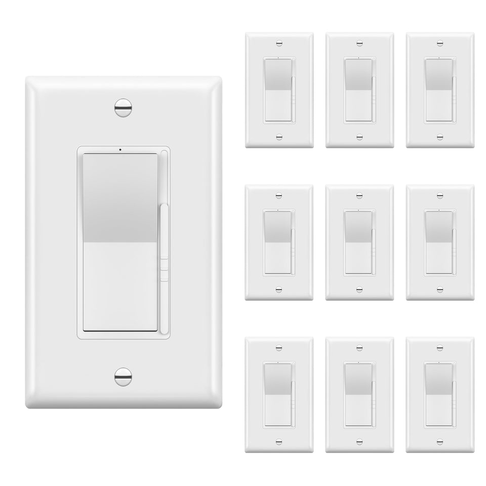 TOPGREENER digital dimmer paddle switch for ambient lighting control in a living room.