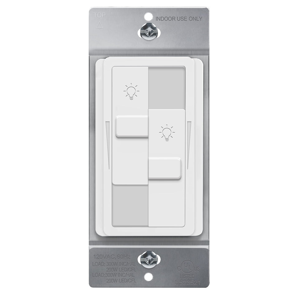 TOPGREENER Kalide dual-load dimmer with two sliders for independent two-zone lighting control