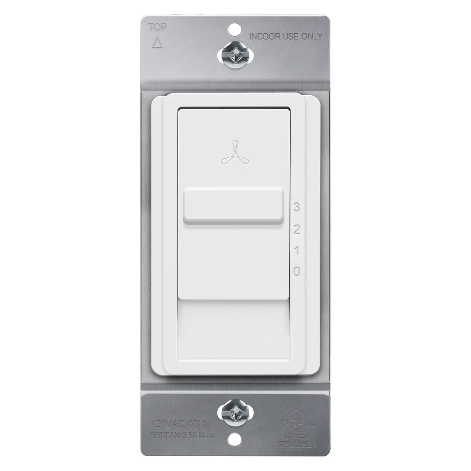 TOPGREENER Kalide switch front view with 3-speed slider for easy fan control.