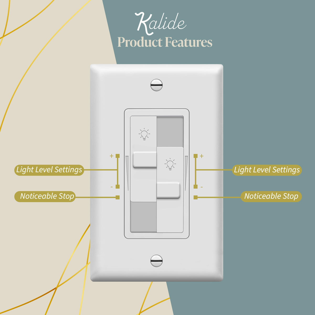 White Kalide wall plate blends with decor and provides comfortable slider access