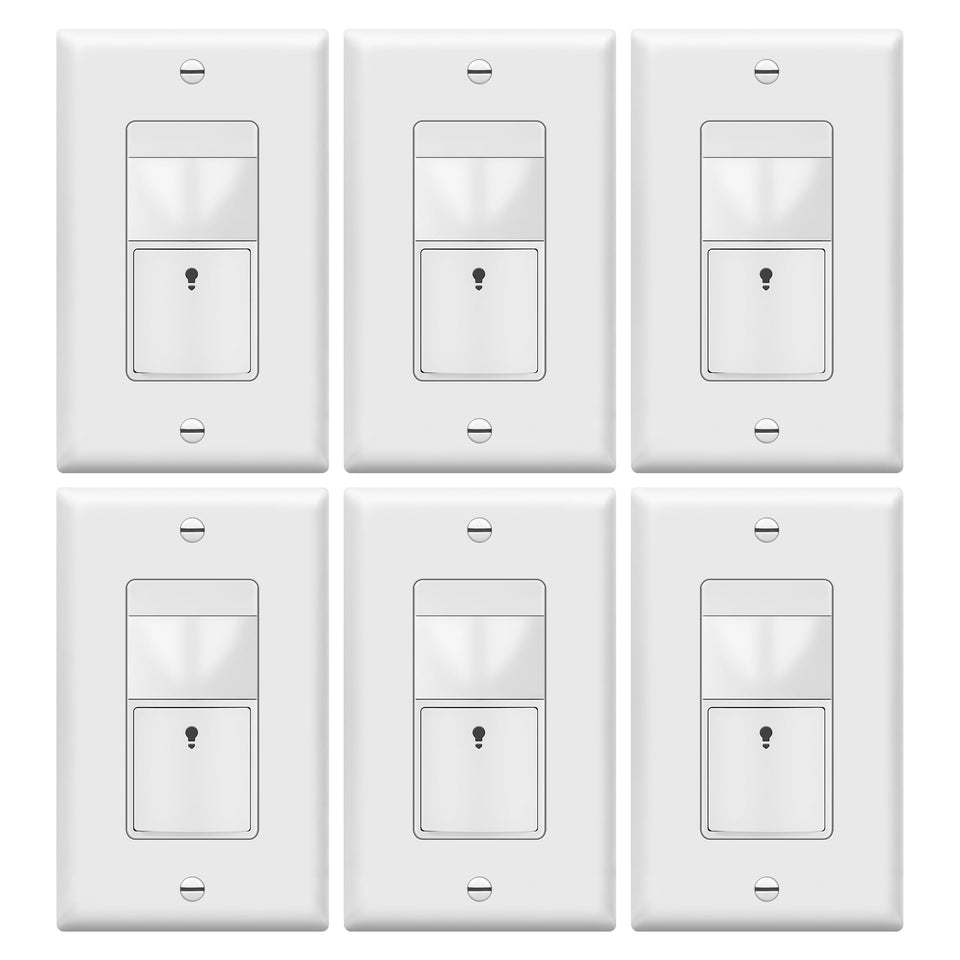 TOPGREENER PIR motion sensor switch front view showing sleek white finish for easy integration
