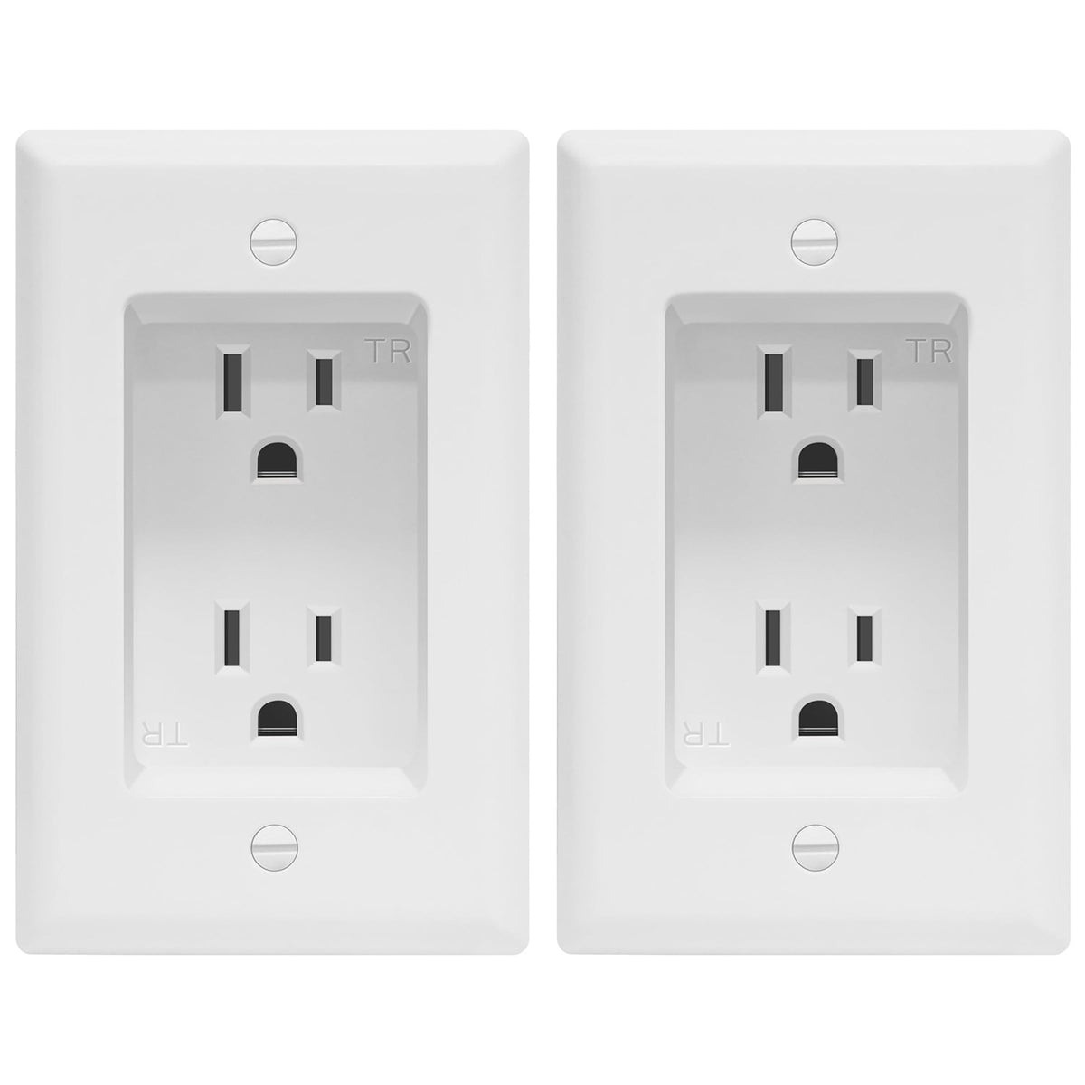 TOPGREENER recessed duplex outlet with white finish for tidy wall setups