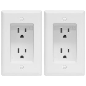TOPGREENER recessed duplex outlet with white finish for tidy wall setups