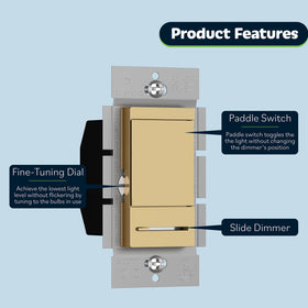 TOPGREENER TGDMDS-120-GD dimmer slider for smooth brightness adjustments
