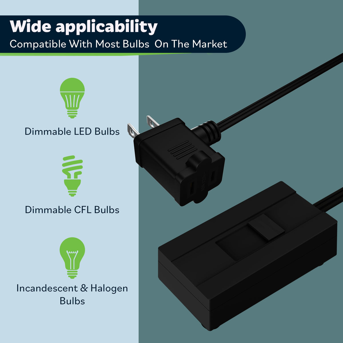 TOPGREENER TGTTDL300-BK dimmer sliding-control highlights quiet dimming without hum