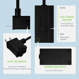 TOPGREENER TGTTDL300-BK dimmer on table lamp setup demonstrates easy plug-in installation